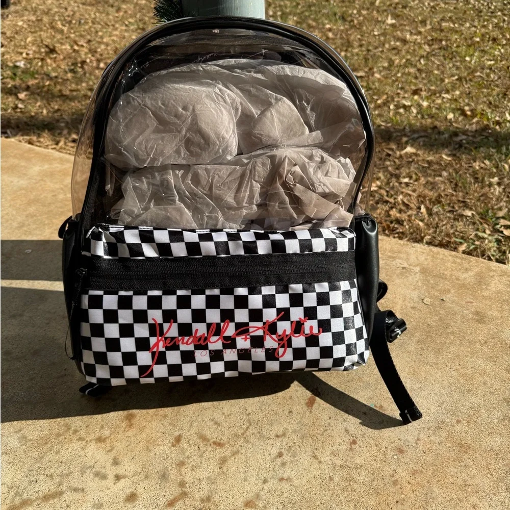 Kendall & Kylie Checkered and Clear Backpack NWT - Picture 1 of 8